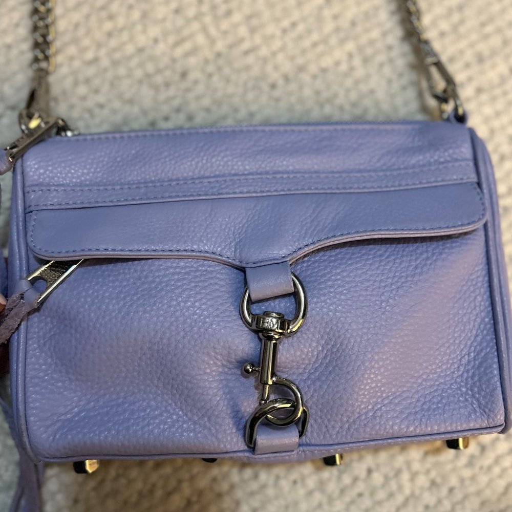 Rebecca Minkoff Mini Mac Bag in Color Periwinkle 100% Leather EUC - Picture 3 of 5